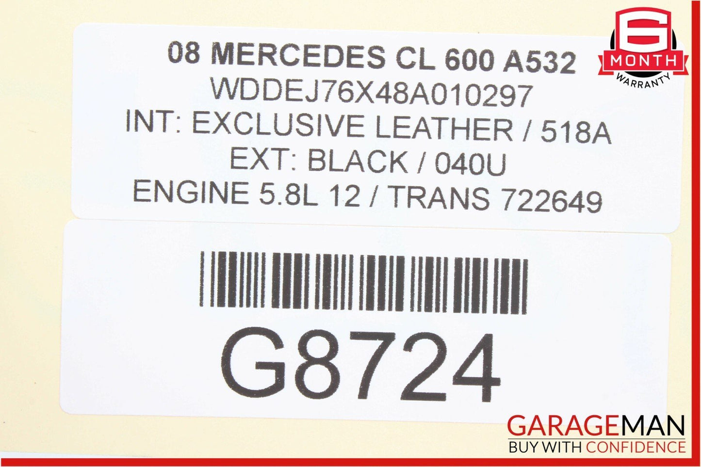 03-13 Mercedes S600 CL600 V12 M275 Engine Piston & Connecting Rod Assembly OEM