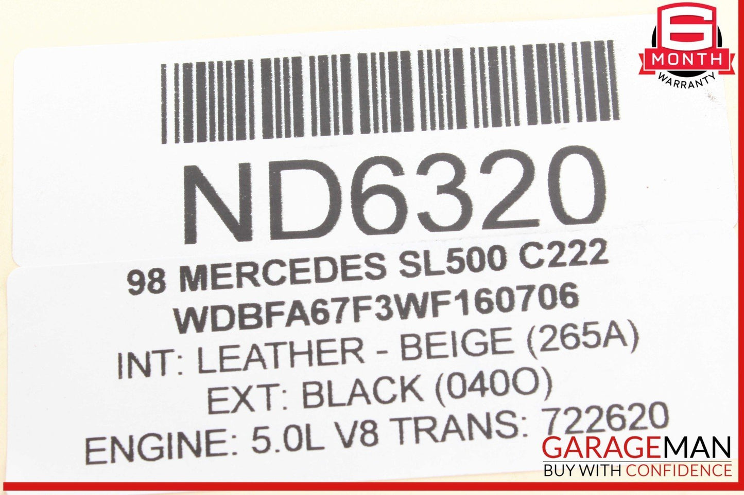 98-02 Mercedes R129 SL500 E430 ML430 Alternator Generator 0091545602 OEM