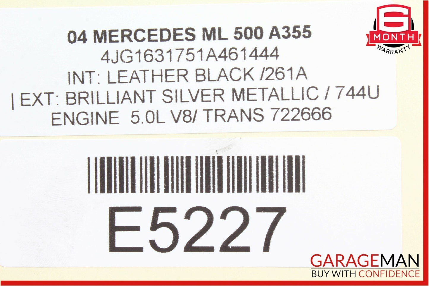 98-05 Mercedes W163 ML500 Rear Left Side Quarter Window Regulator Motor OEM