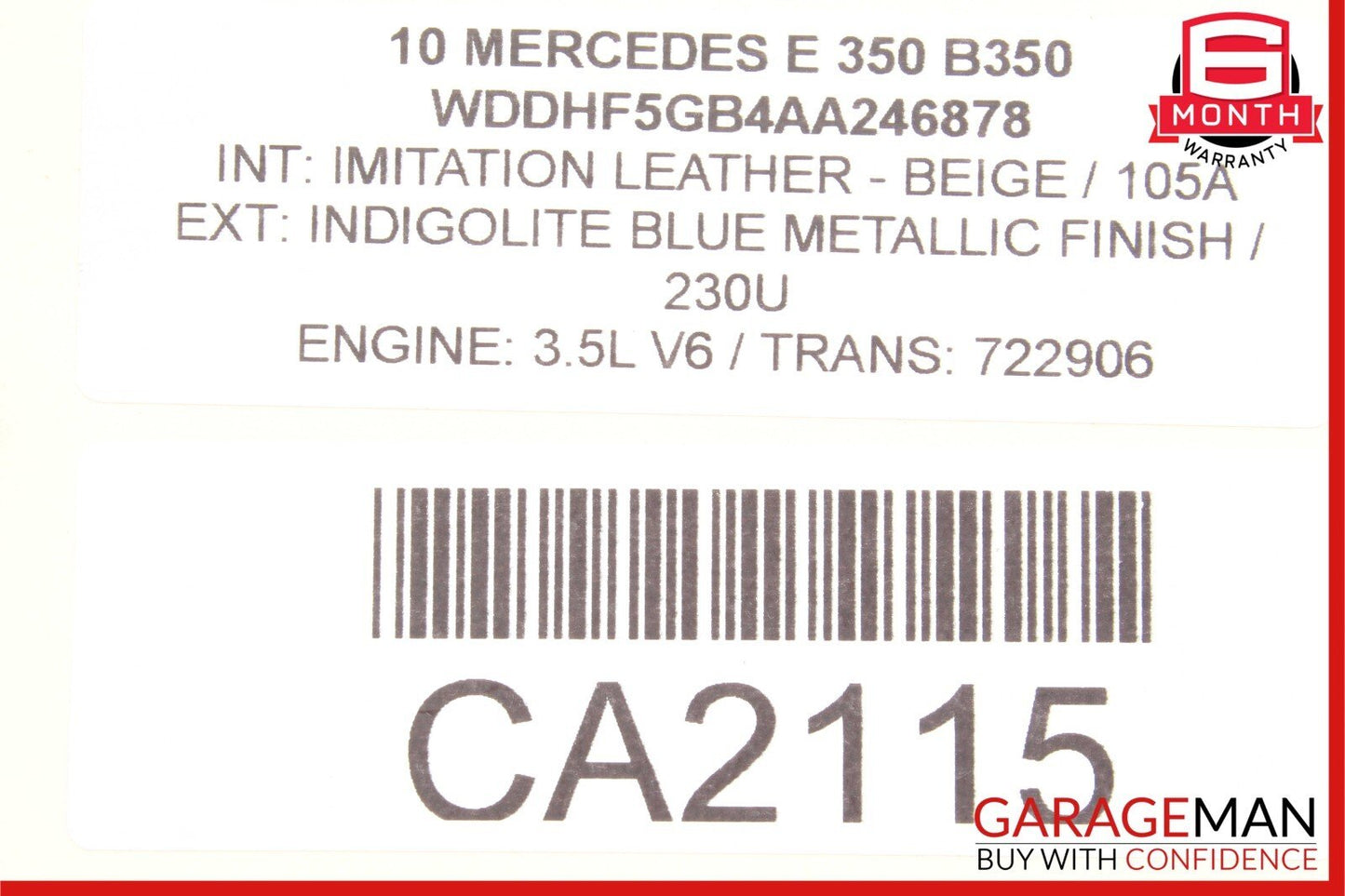 10-16 Mercedes W212 E350 E250 E550 C250 Front Top Upper Rear View Mirror OEM