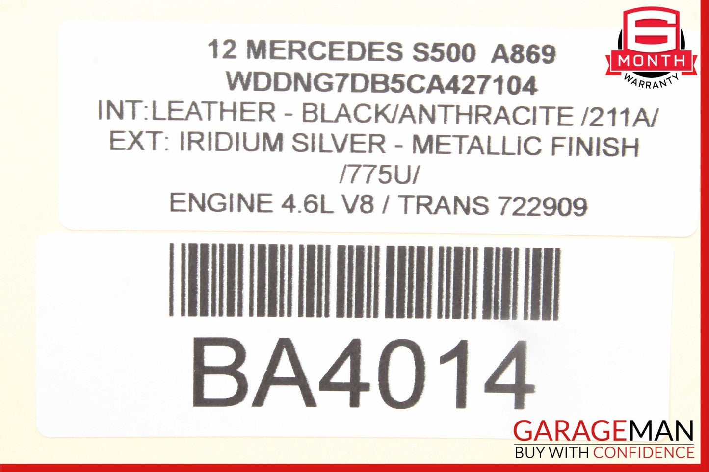 10-13 Mercedes W221 S550 S65 AMG Front Left Side Mirror Door Rear View Silver