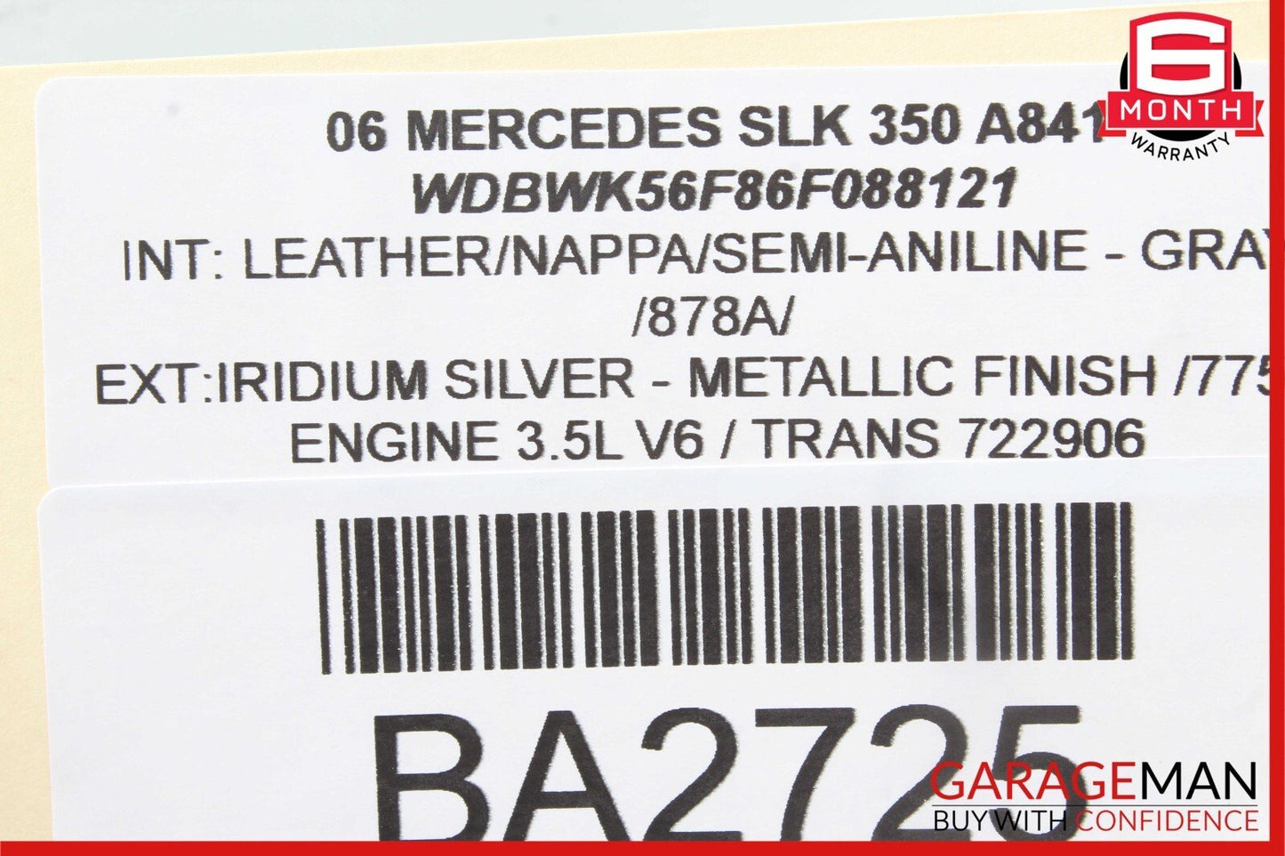 05-11 Mercedes R171 SLK350 Front Right / Left Side Seat Headrest Head Rest Black