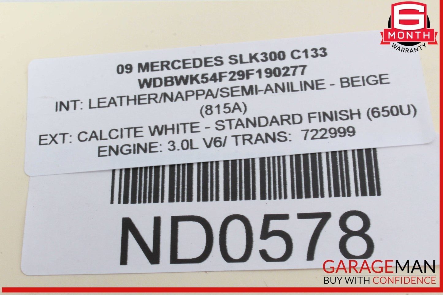 05-11 Mercedes R171 SLK300 SLK350 Front Left Side Exterior Door Handle White OEM