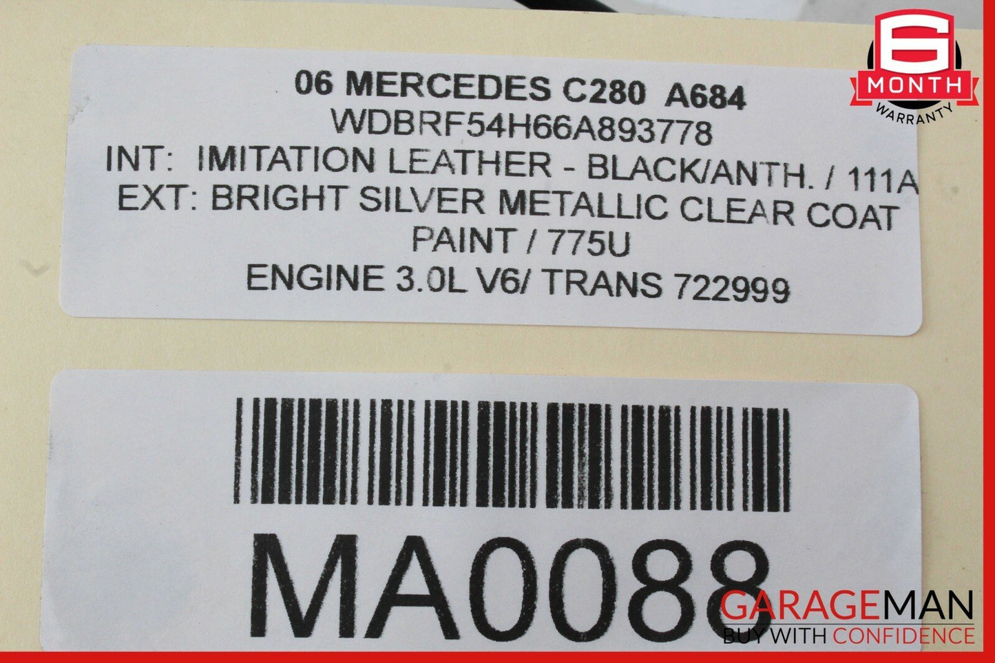 01-07 Mercedes W203 C280 C230 Rear Right Door Lock Latch Actuator 2037300435 OEM
