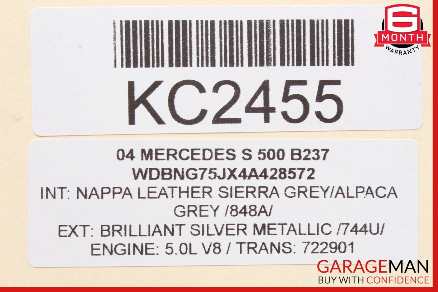03-06 Mercedes W220 S500 Center Console Ash Tray Lighter Compartment Grey OEM
