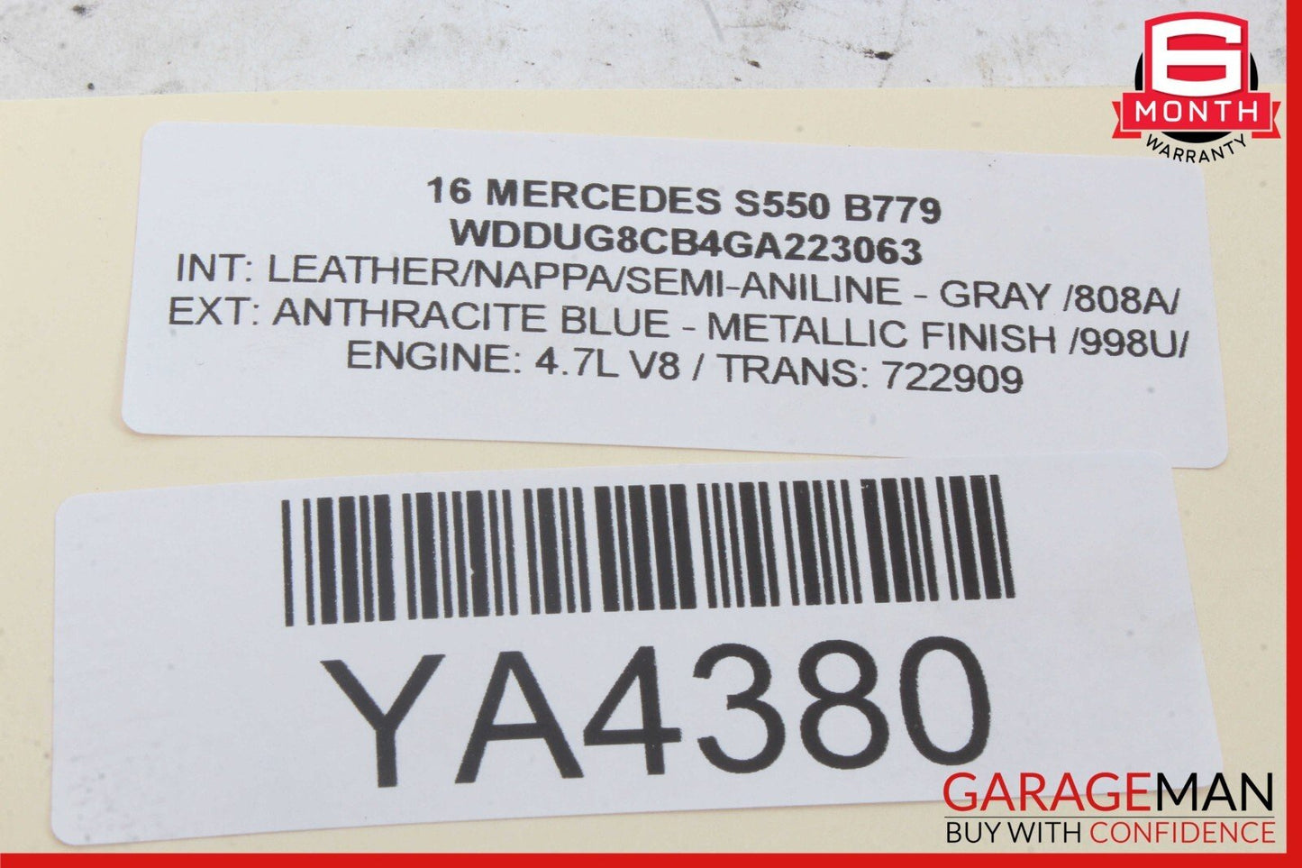 14-17 Mercedes W222 S550 S600 S63 AMG Window Regulator Motor Rear Left Side OEM