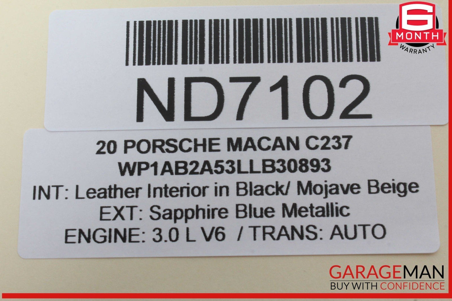 15-24 Porsche Macan 95B Yaw Rate Sensor Control Module Unit 95B907637E OEM