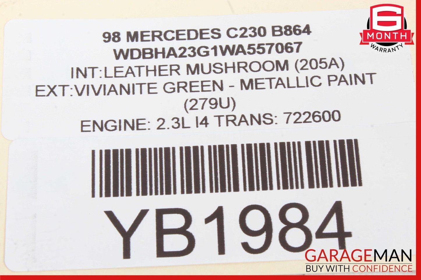 96-03 Mercedes W202 C230 Rear Left Door Lock Latch Actuator 2027330108 OEM