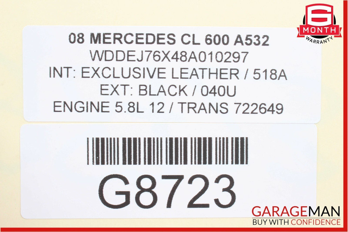 03-13 Mercedes SL600 CL600 V12 M275 Engine Piston & Connecting Rod Assembly OEM