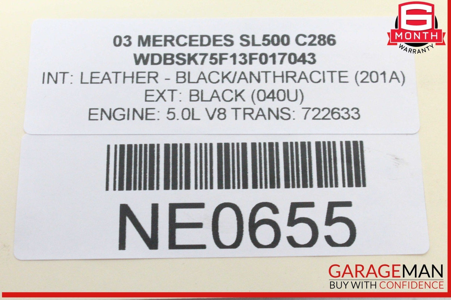 03-12 Mercedes R230 SL500 SL55 Convertible Top Left Load Assist Cylinder OEM