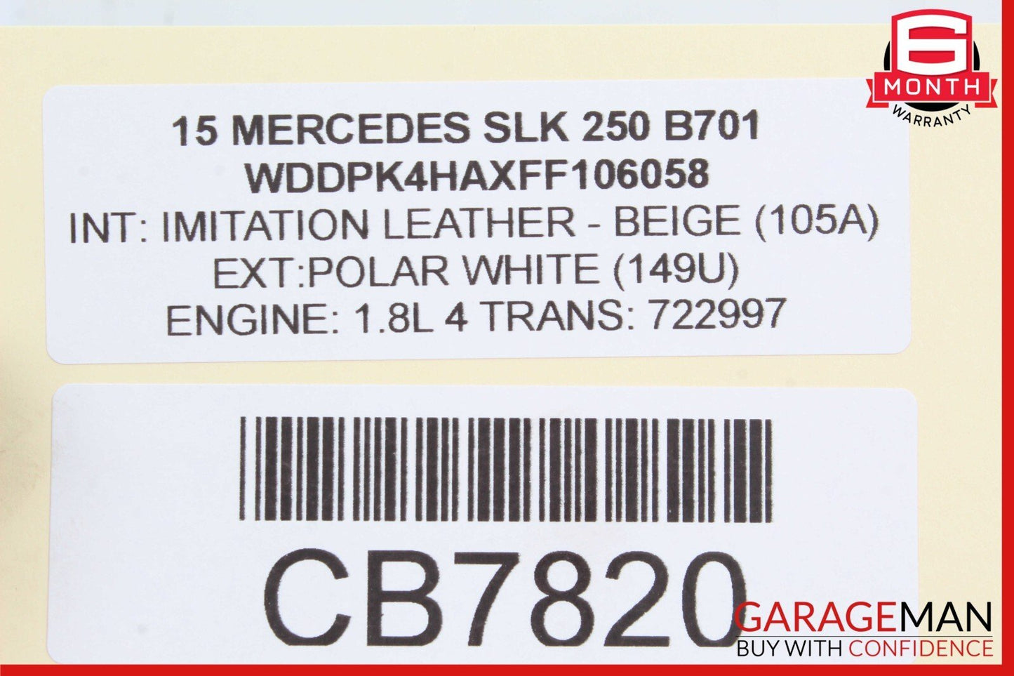 12-20 Mercedes R172 SLK250 Front Right Side Sun Visor Shade Cover Sunvisor OEM