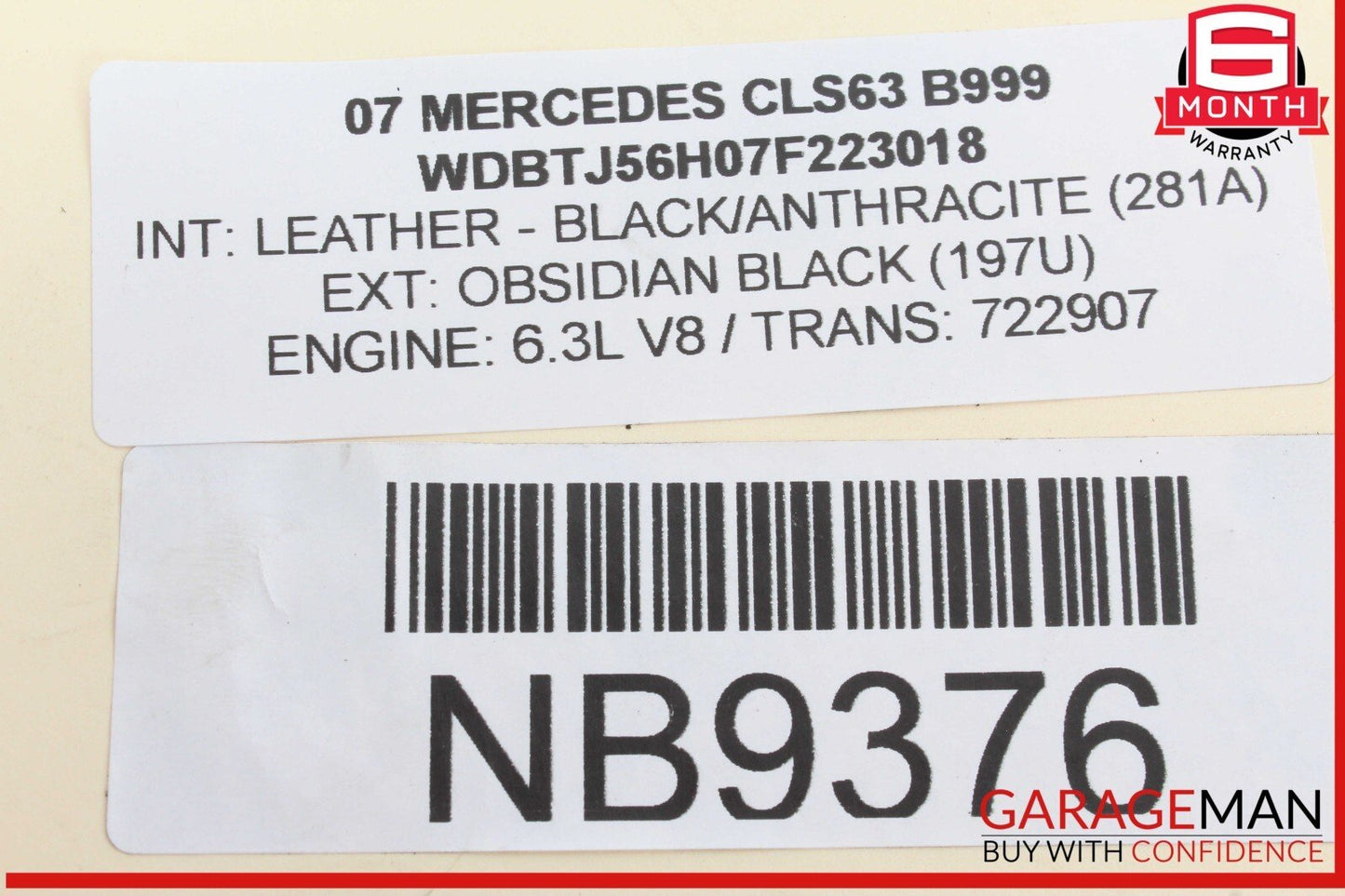 03-11 Mercedes W219 CLS63 AMG E500 Rear Right Air Suspension Bag Shock OEM