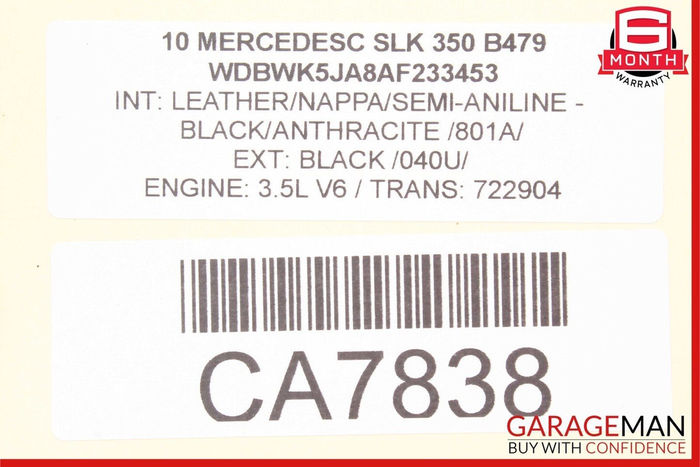 05-11 Mercedes R171 SLK350 SLK55 AMG Front Right Sun Visor Sunvisor Shade Cover