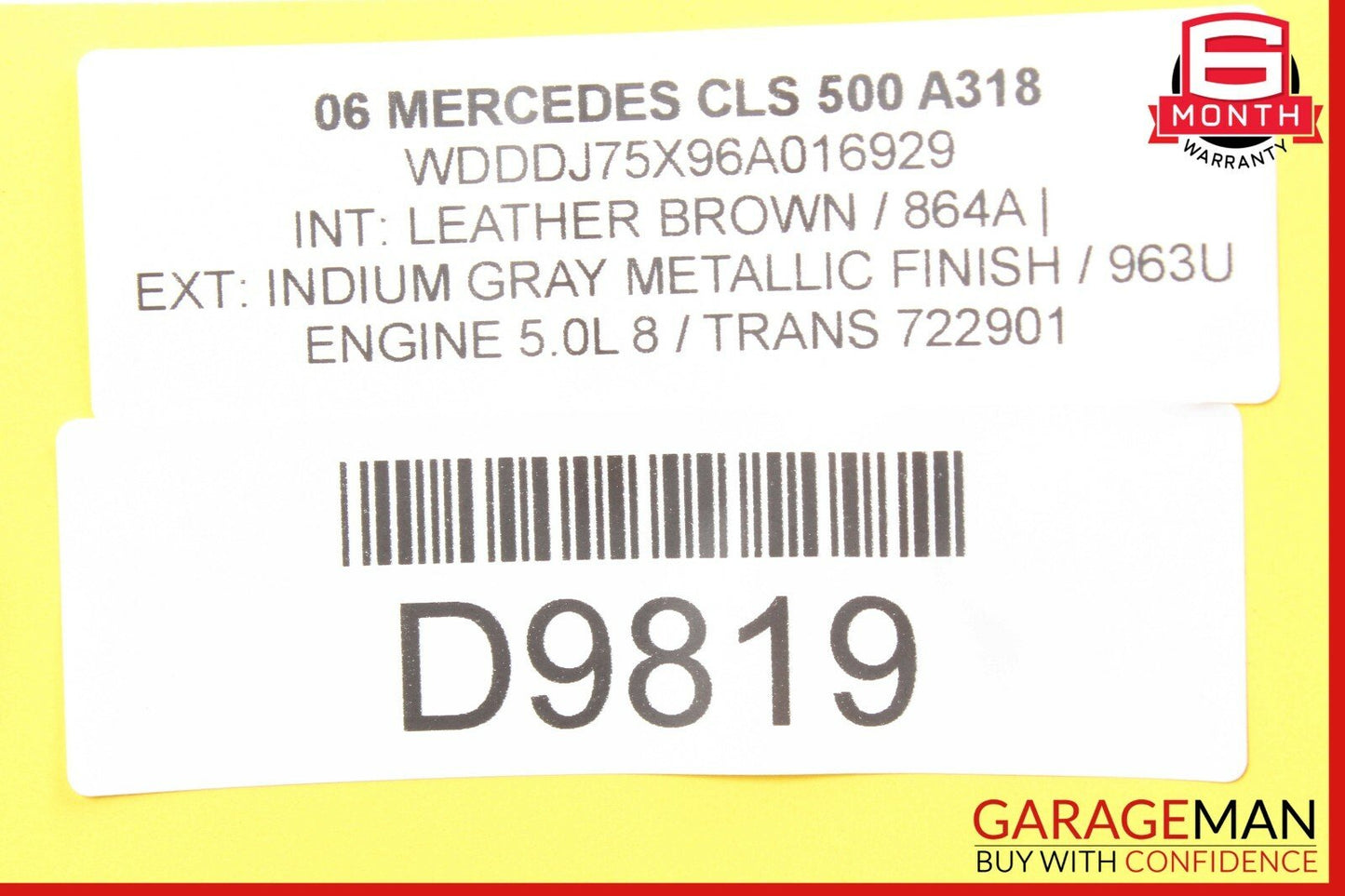 06-08 Mercedes W219 CLS500 Front Right Passenger Side Mirror Door Rear View Grey