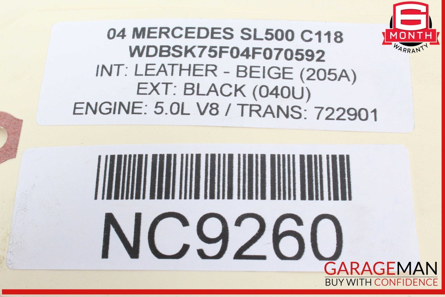03-12 Mercedes R230 SL500 Convertible Trunk Frame Left Lock Cylinder OEM