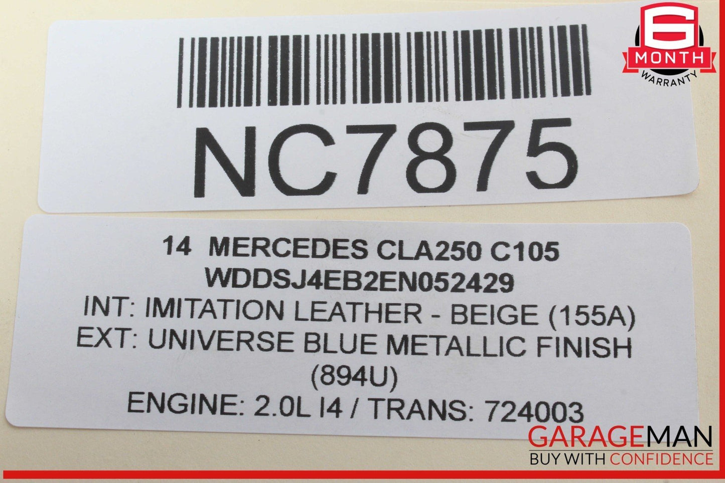 14-19 Mercedes W117 CLA250 CLA45 AMG Rear Left Side Exterior Door Handle OEM