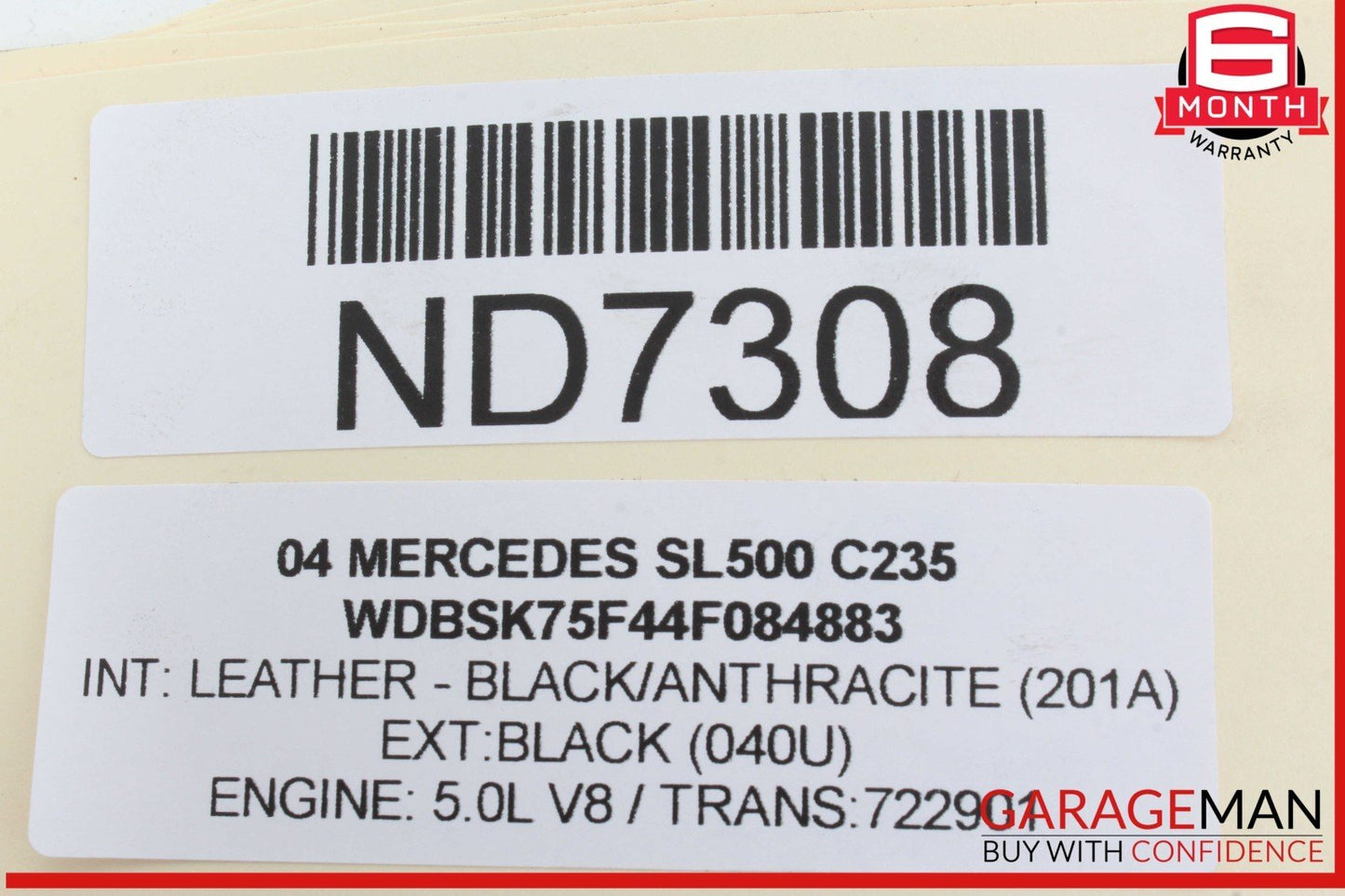 03-12 Mercedes R230 SL500 Convertible Top Right Side Load Assist Cylinder OEM