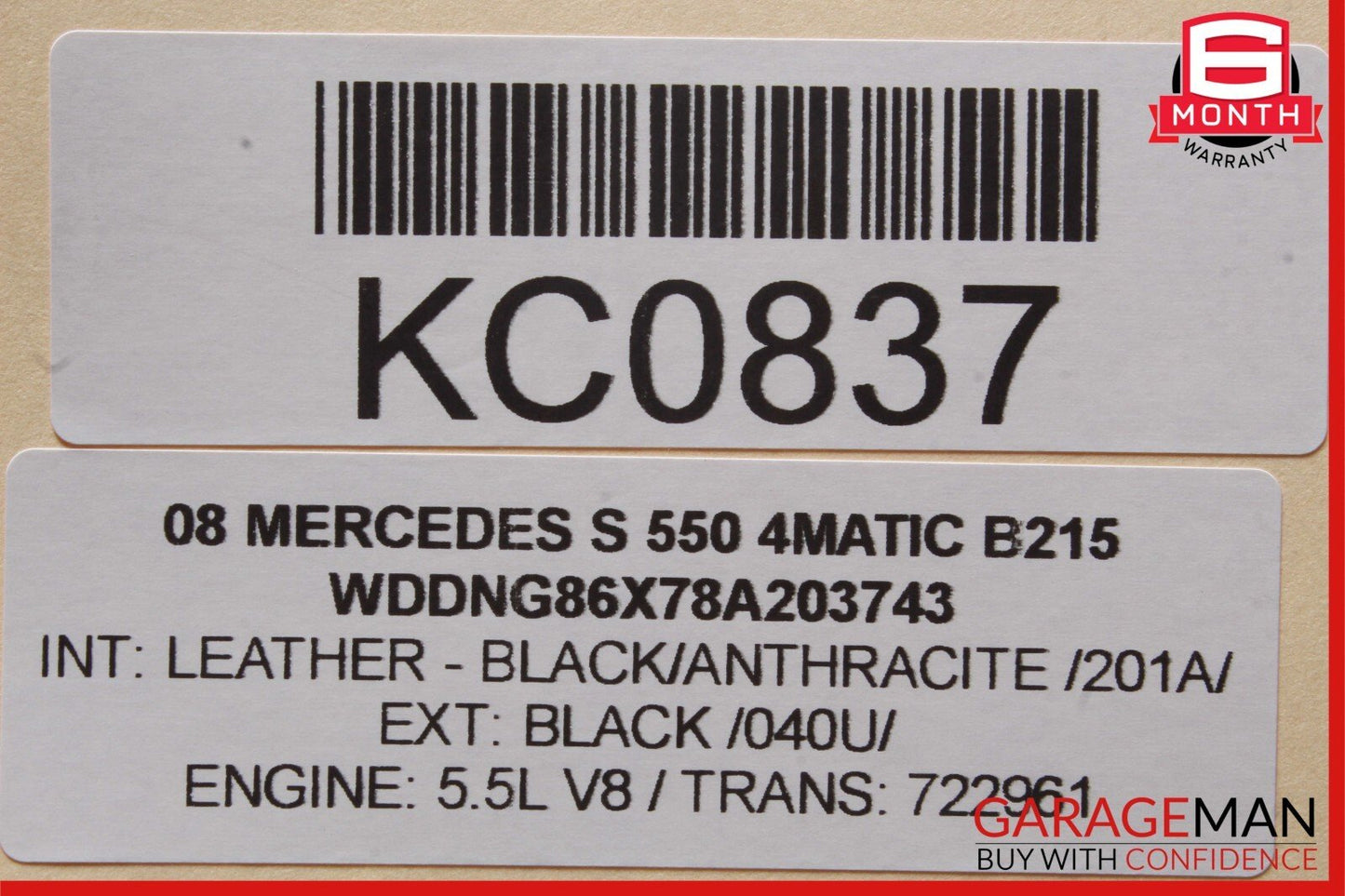07-11 Mercedes W221 S550 S63 AMG Windshield Night Vision Camera OEM