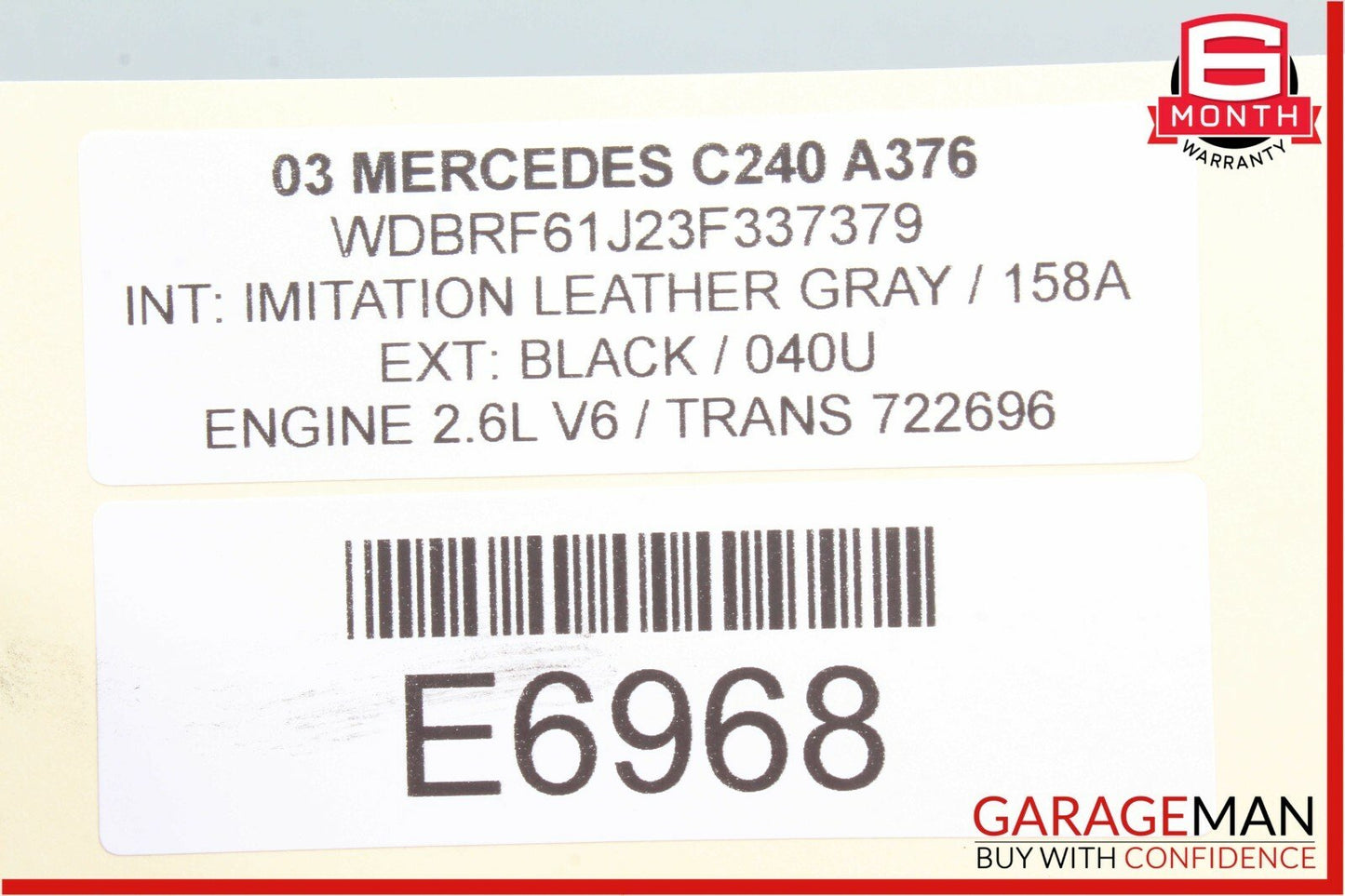 01-04 Mercedes W203 C240 Front Right Exterior Door Handle Black OEM