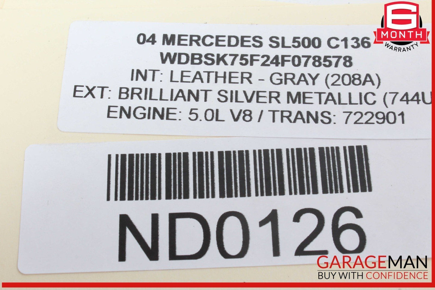 03-12 Mercedes R230 SL500 SL550 SL55 AMG Trunk Lid Lock Latch Handle OEM