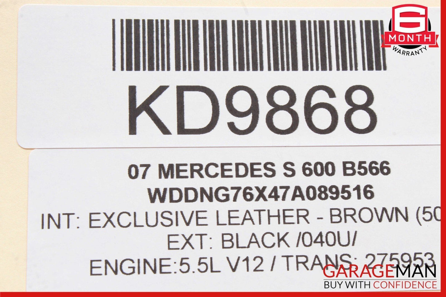 07-09 Mercedes W221 S600 S65 AMG Rear Left / Right Seat Headrest Head Rest Brown