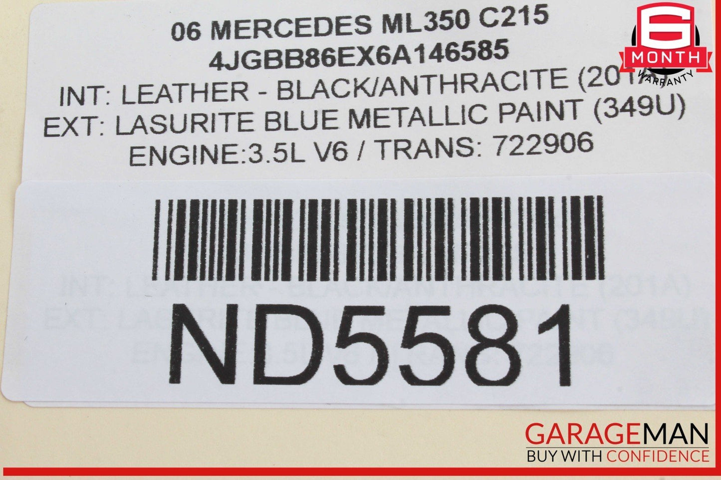 06-12 Mercedes W164 ML350 CDI ML550 Front Left Side Reinforcement Bracket OEM