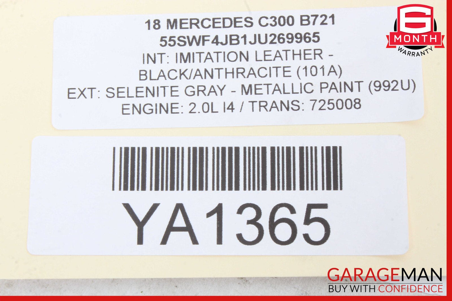 15-20 Mercedes W205 C300 Rear Left Side Exterior Door Handle Keyless Go OEM