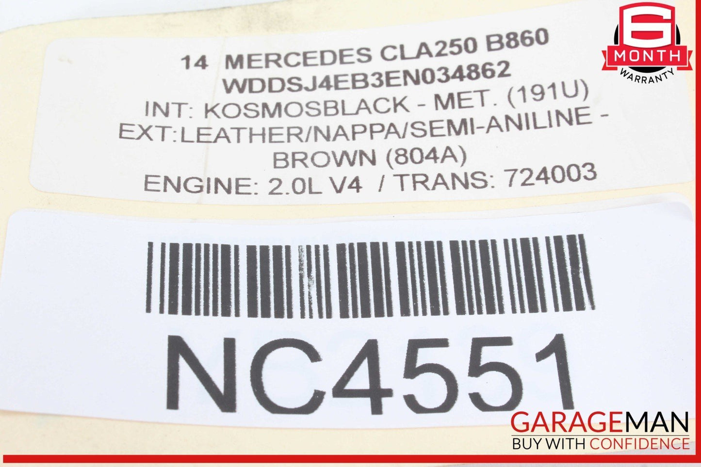 14-18 Mercedes W117 CLA250 Rear Left Side Exterior Door Handle Black OEM