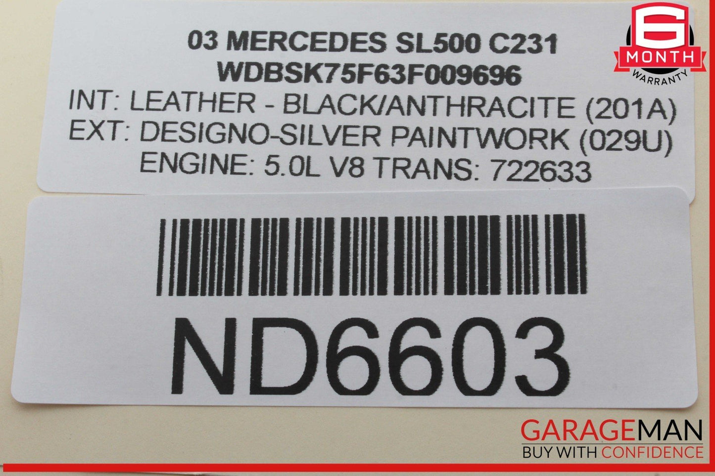 03-12 Mercedes R230 SL500 Convertible Trunk Frame Left Lock Cylinder OEM
