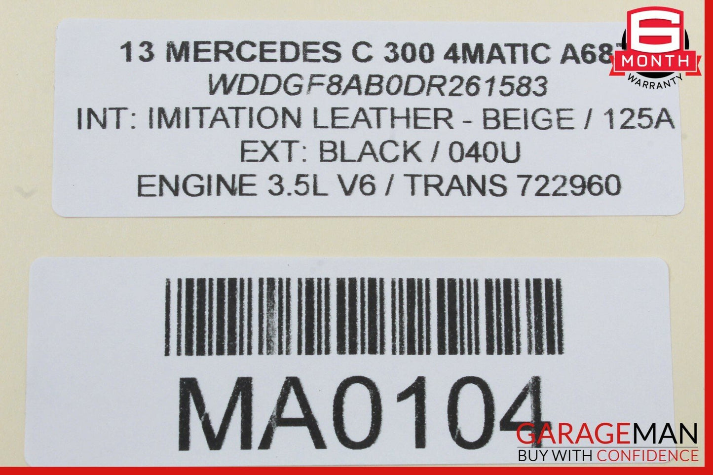08-14 Mercedes W204 C300 C63 AMG Rear Overhead Dome Light Lamp Reading Map OEM