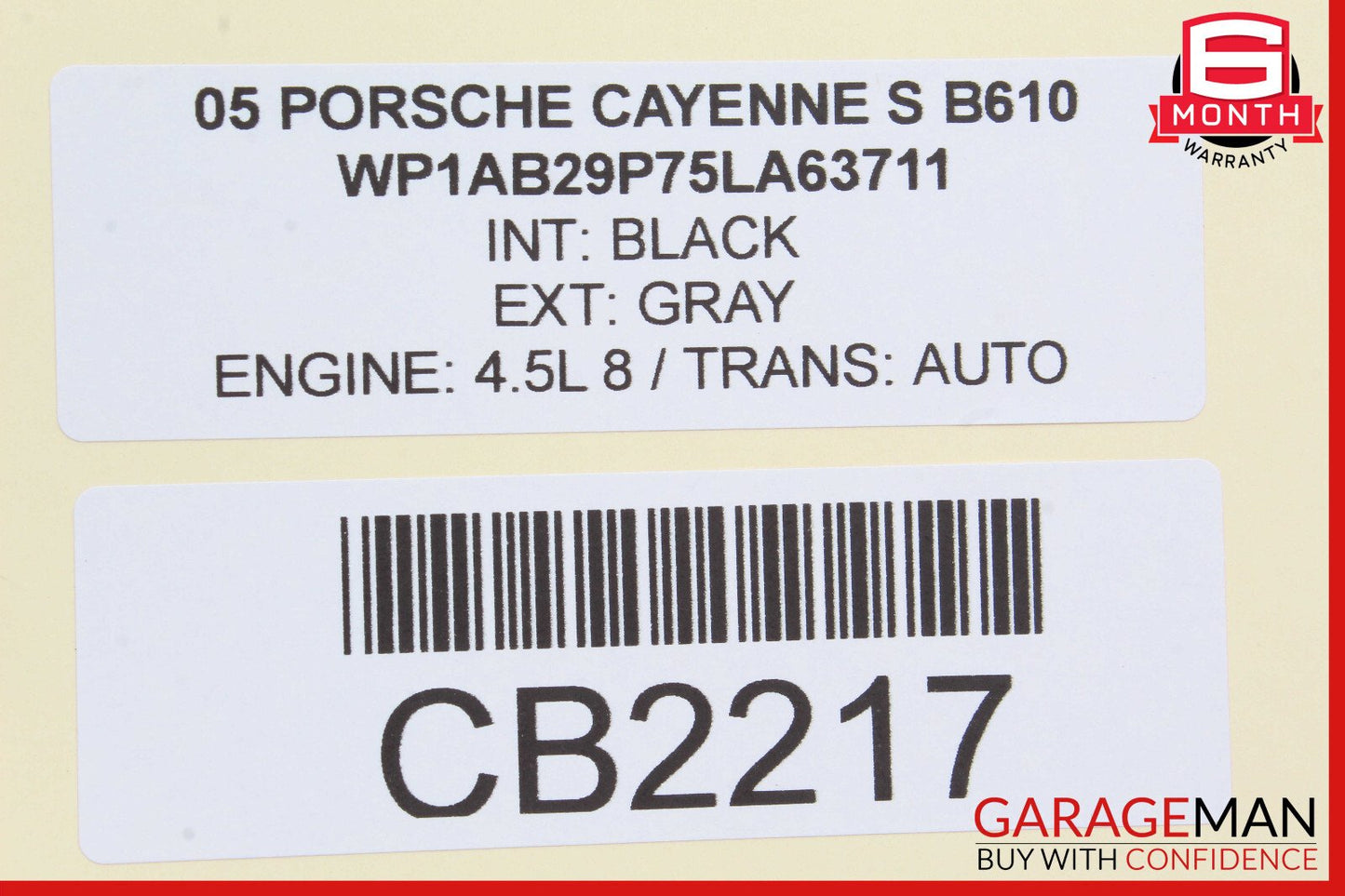 03-06 Porsche Cayenne S 955 Interior Top Upper Rear View Mirror Black OEM