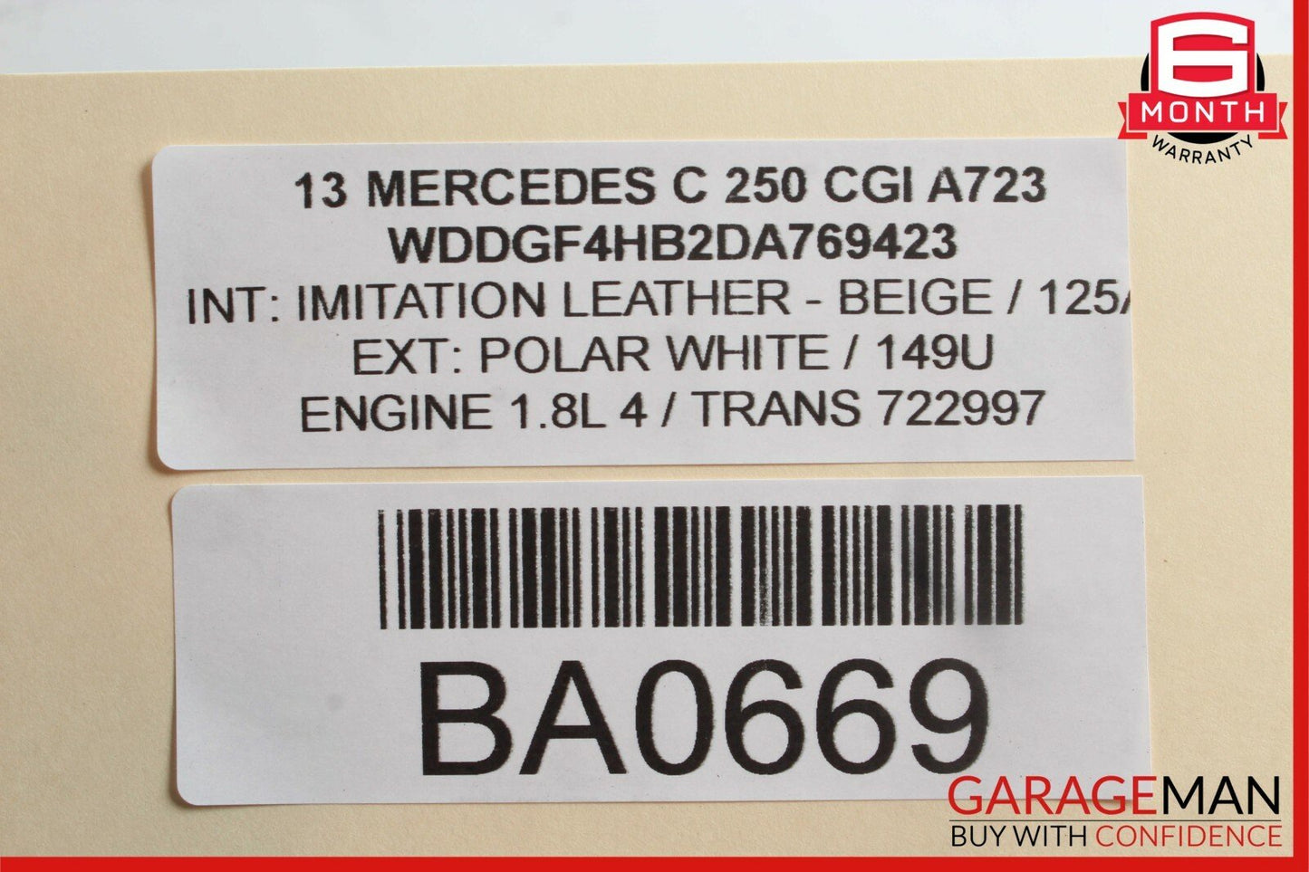 12-14 Mercedes W204 C250 Rear Left / Right Side Seat Headrest Head Rest Beige