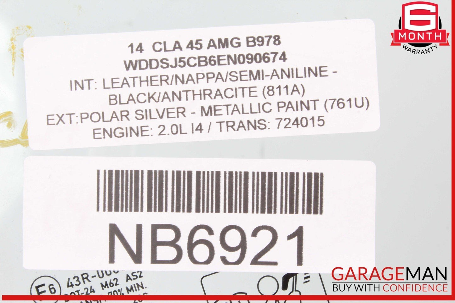 14-19 Mercedes W117 CLA45 AMG Rear Right Passenger Door Quarter Window Glass OEM
