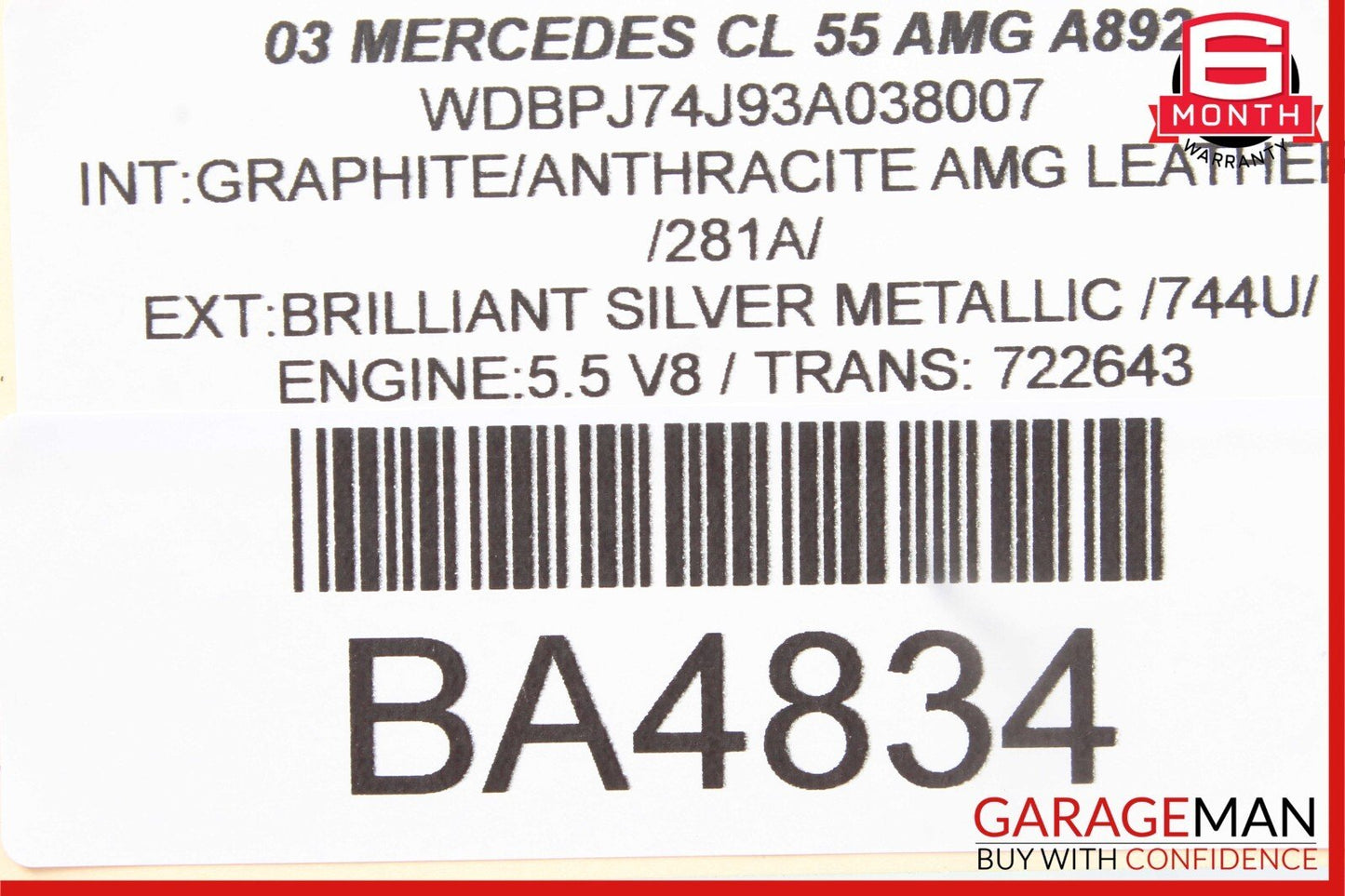 00-06 Mercedes W215 CL500 CL55 AMG Center Console Gear Shift Shifter Trim Bezel