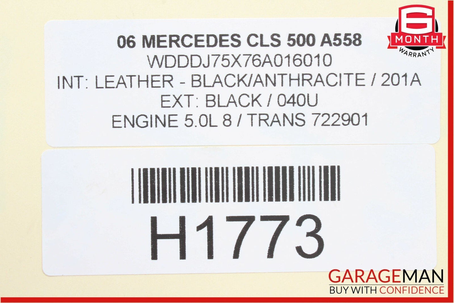 06-11 Mercedes W219 CLS500 Front Right / Left Side Seat Head Rest Headrest Black