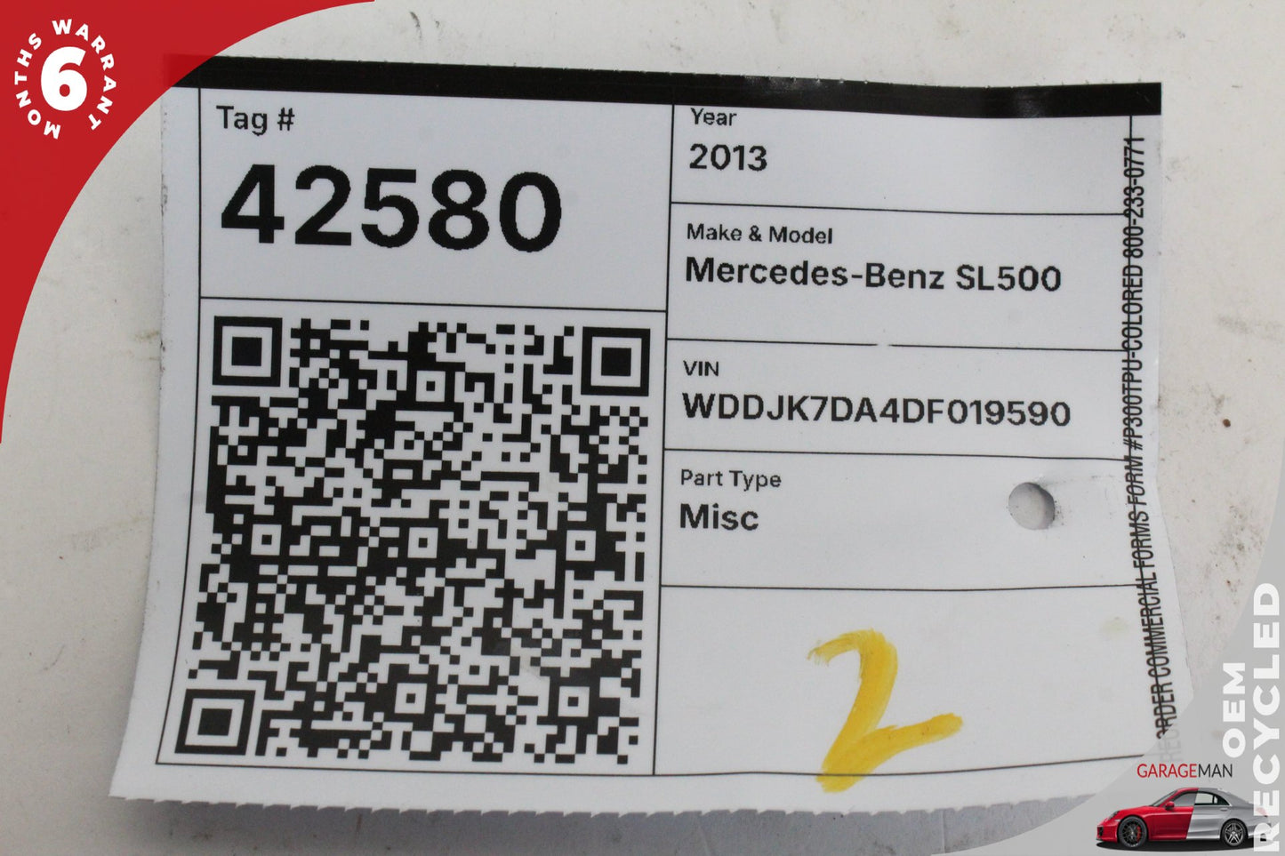 2013-2020 Mercedes R231 SL550 Convertible Trunk Left Lift Assist Cylinder OEM