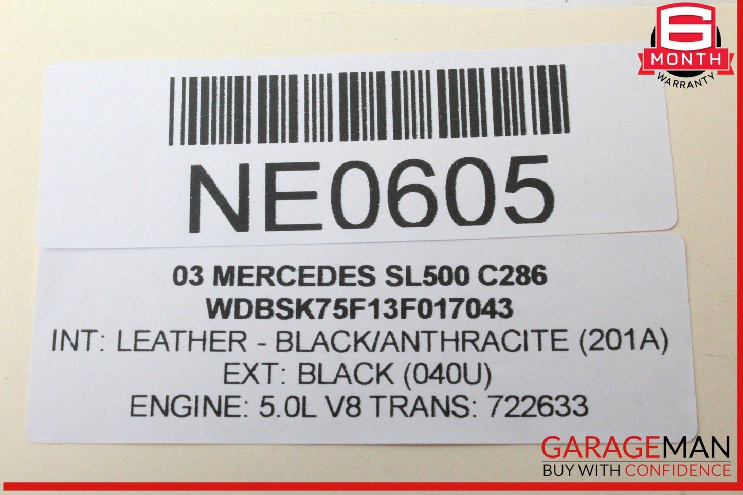 03-08 Mercedes R230 SL500 SL65 AMG Roof Convertible Top Module Control Unit OEM