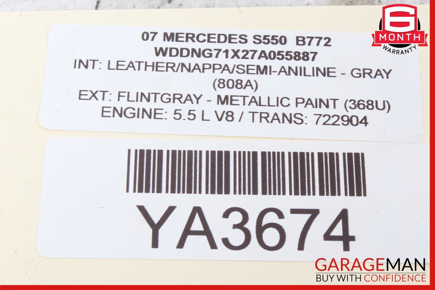 07-09 Mercedes W221 S550 S600 Front Left Driver Side Mirror Rear View Flintgray