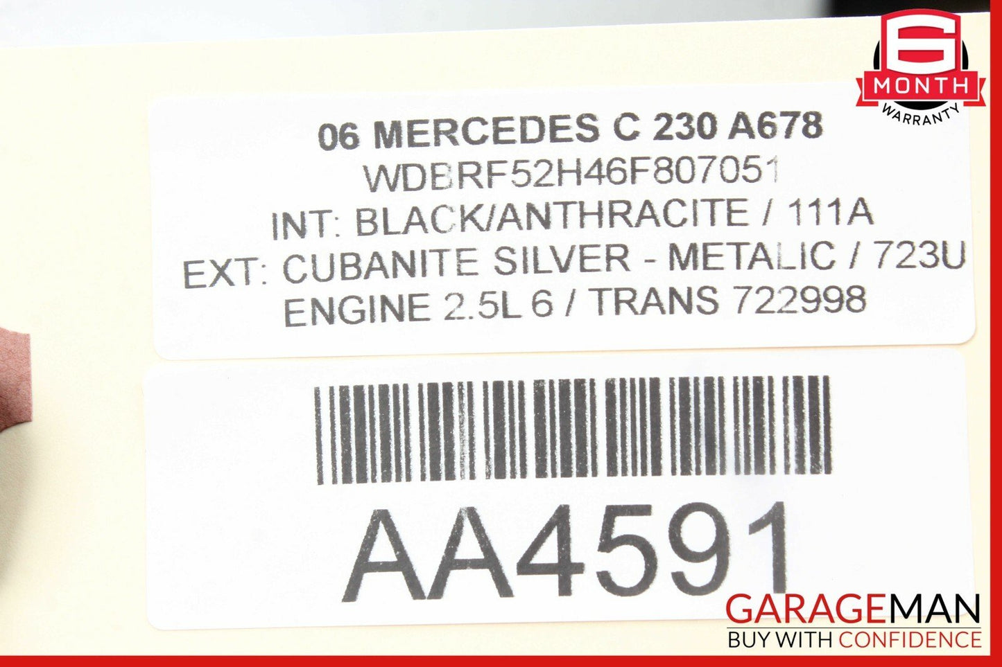 01-07 Mercedes W203 C230 C320 CLK350 Interior Rear View Mirror Gray OEM
