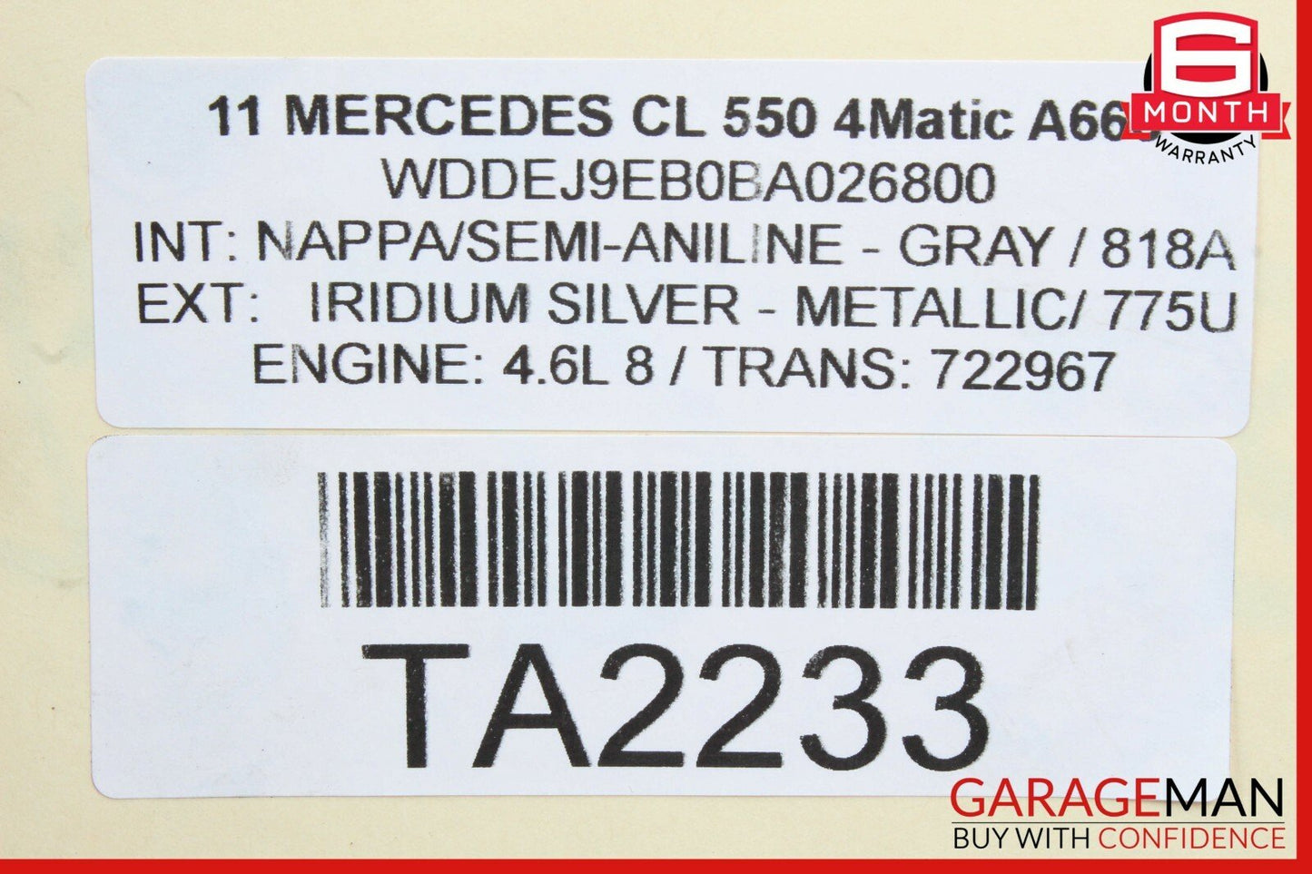 11-14 Mercedes W216 CL550 S550 Engine Exhaust Front Pipe Right Side OEM