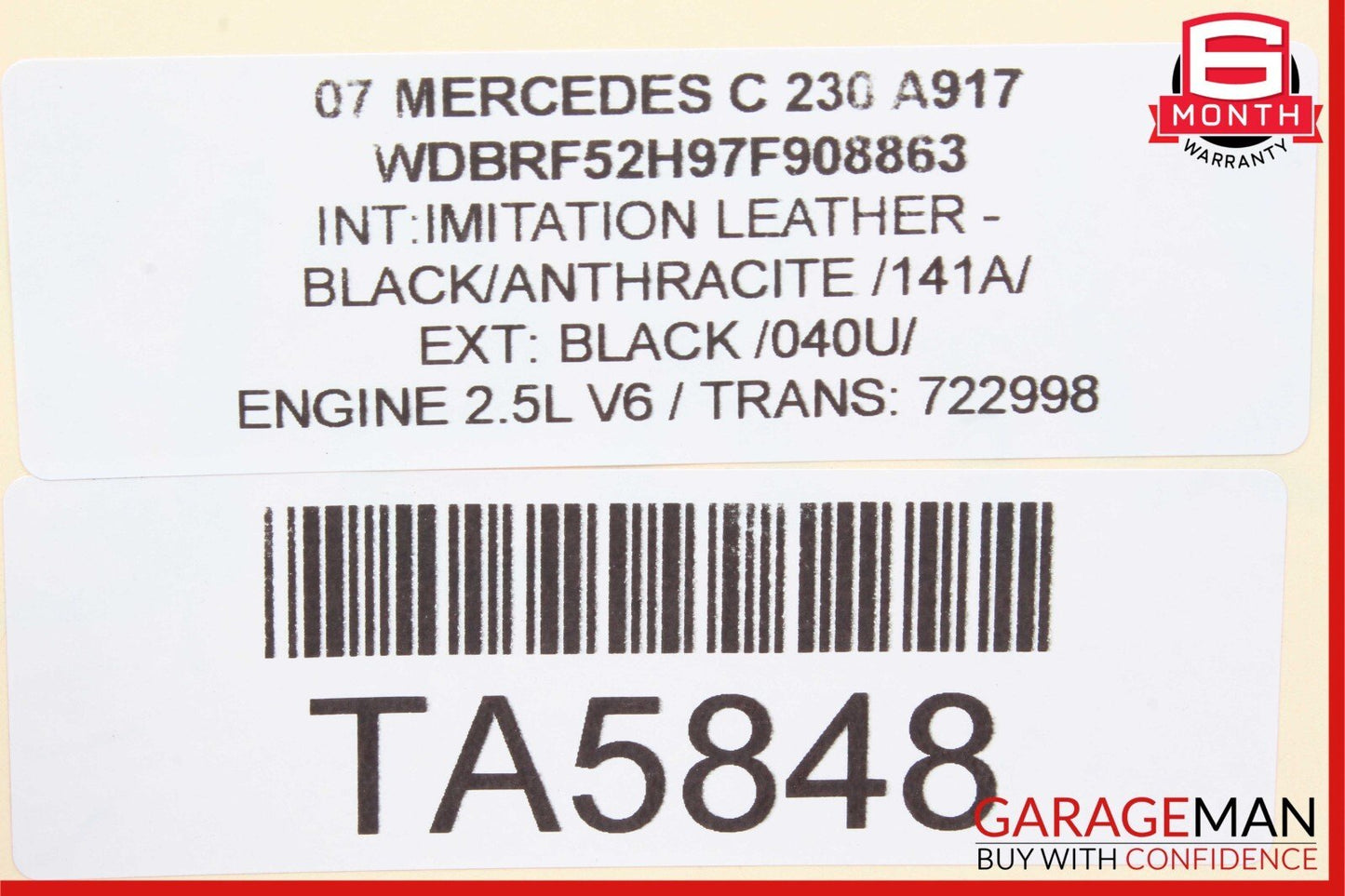 05-07 Mercedes W203 C320 C350 C230 Rear Left Side Exterior Door Handle Black