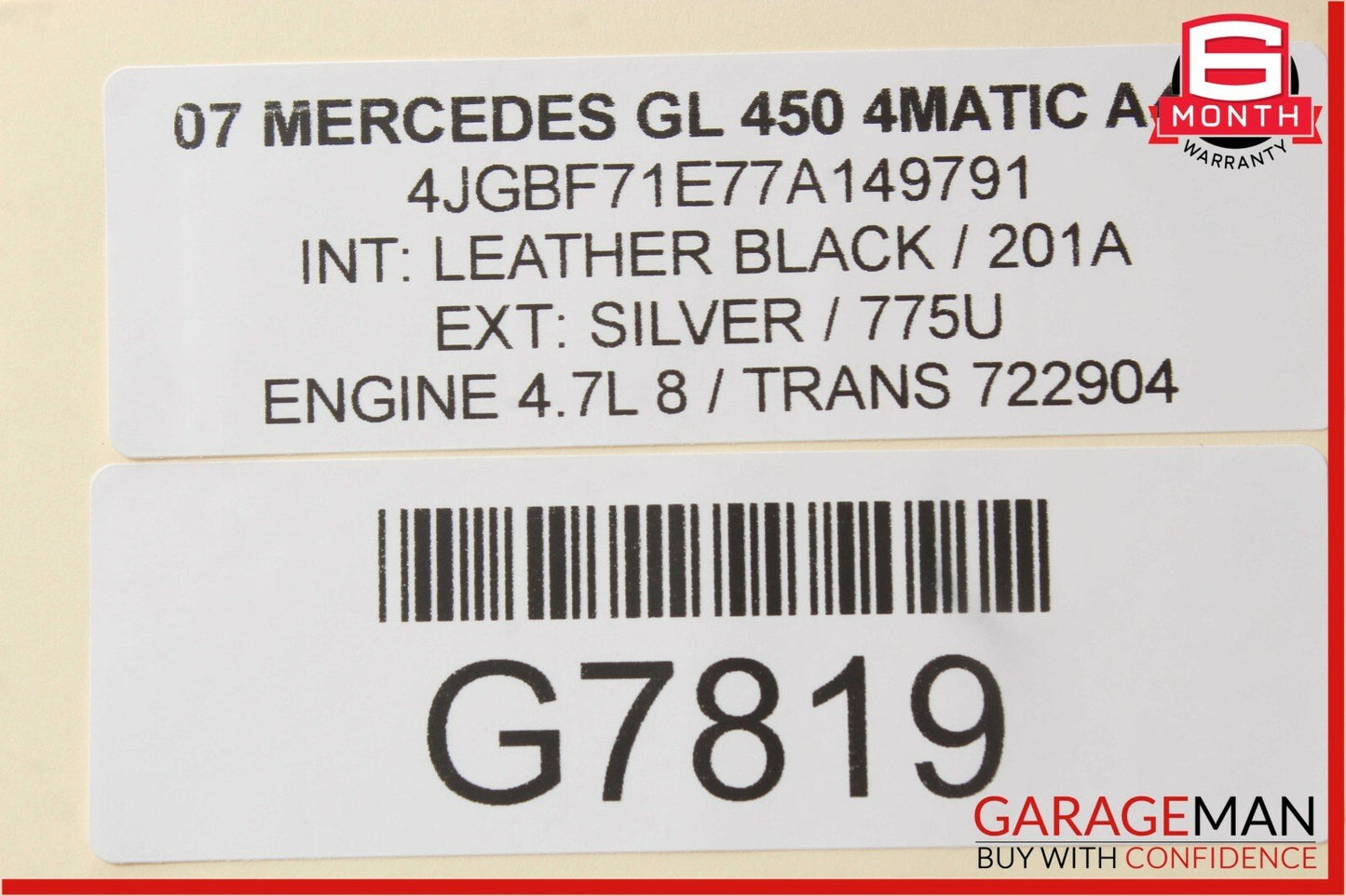06-09 Mercedes GL450 R500 Front Left Side Seat Belt Seatbelt Retractor Gray