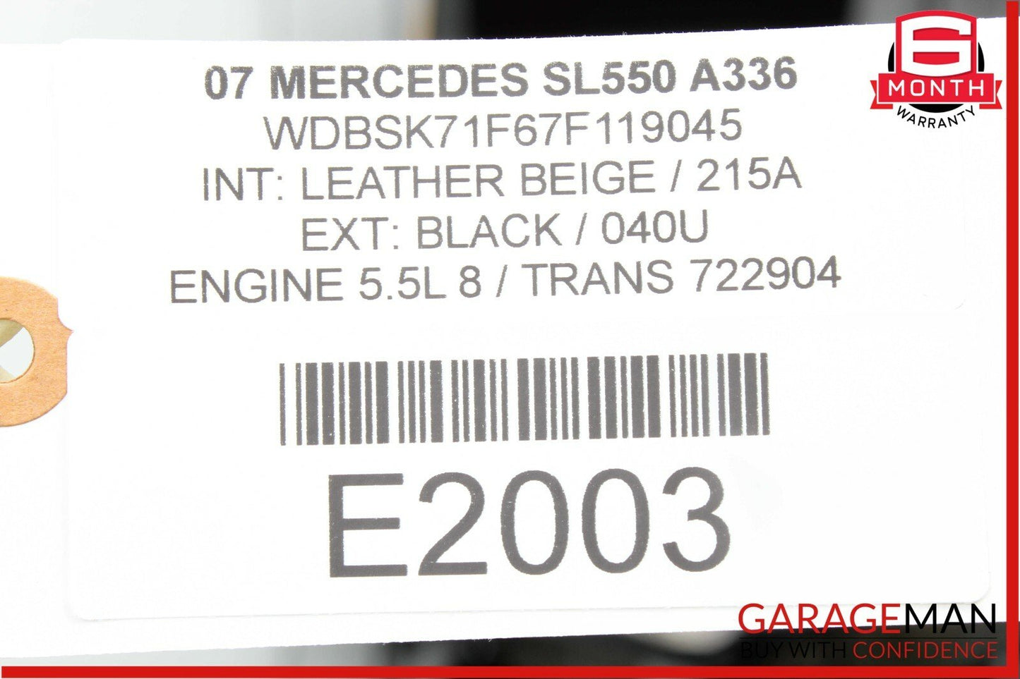 07-08 Mercedes R230 SL550 Steering Column Control Switches Assembly Beige OEM