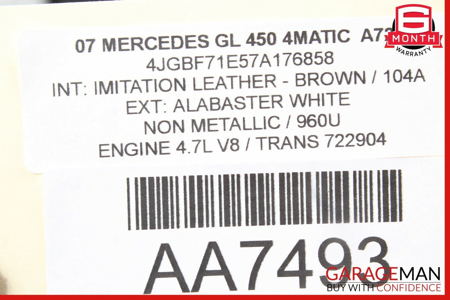 07-12 Mercedes X164 GL450 ML350 Rear Left or Right Suspension Air Bag Shock OEM