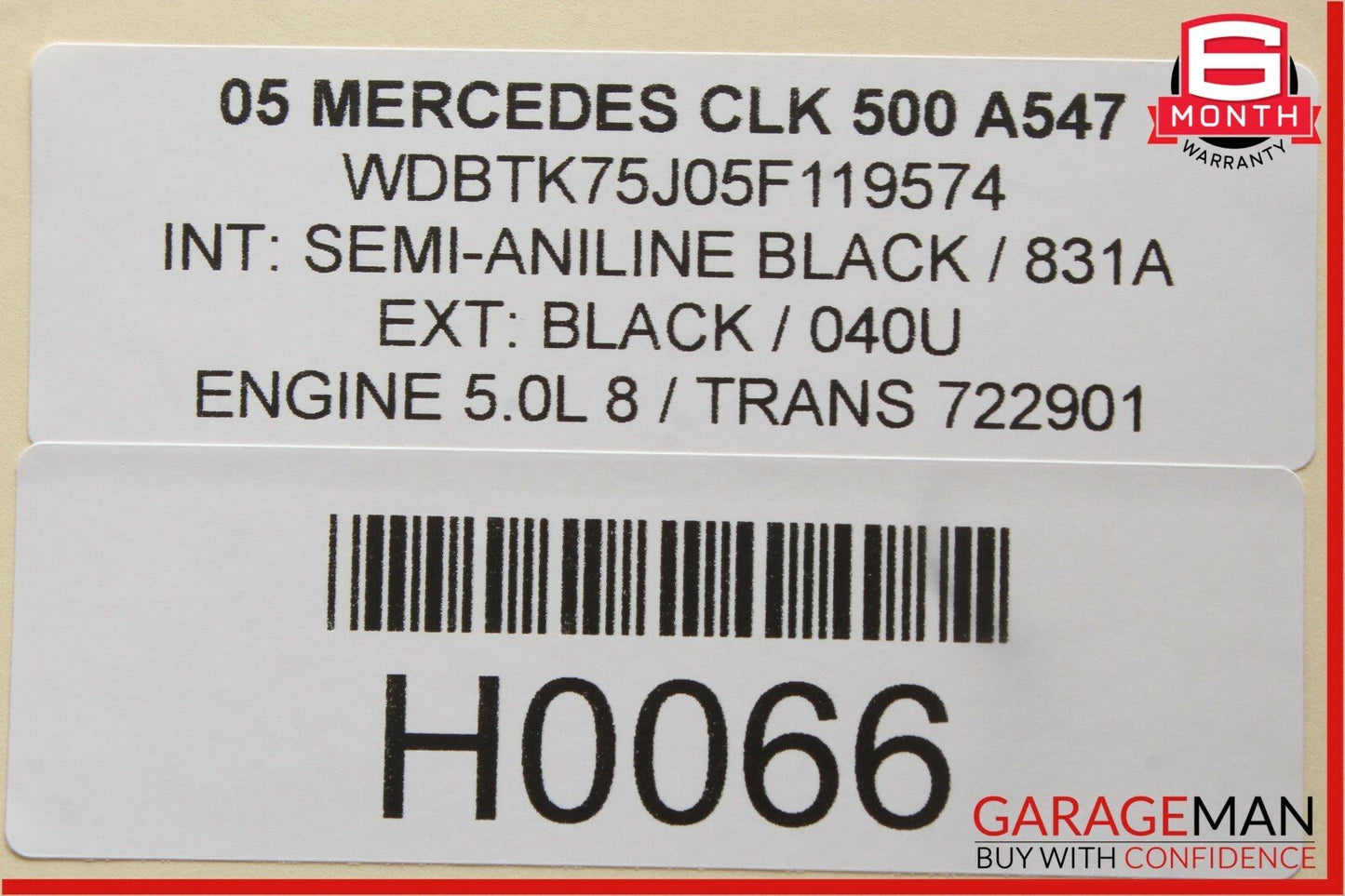 03-09 Mercedes W209 CLK500 Front Right / Left Side Seat Headrest Head Rest Black