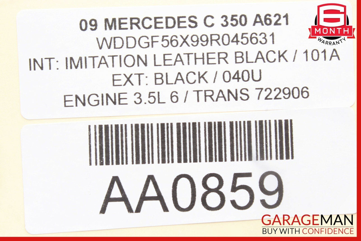 08-09 Mercedes W204 C350 C63 AMG Front Left Side Mirror Rear View Door Black