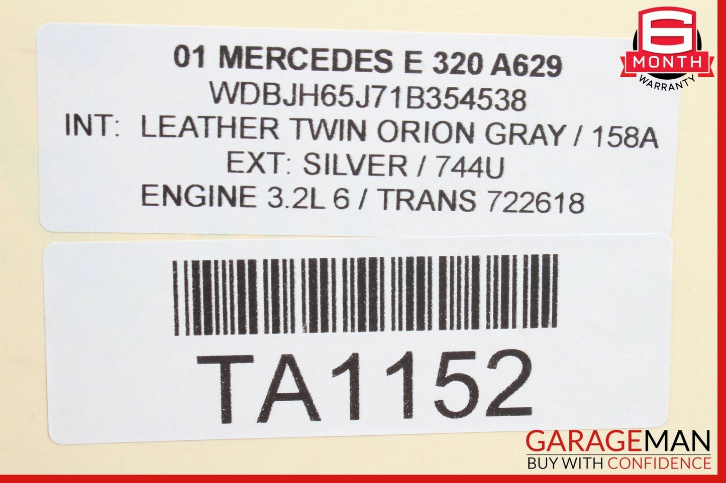 98-02 Mercedes W210 E320 E500 Rear Overhead Dome Reading Map Light Lamp Grey