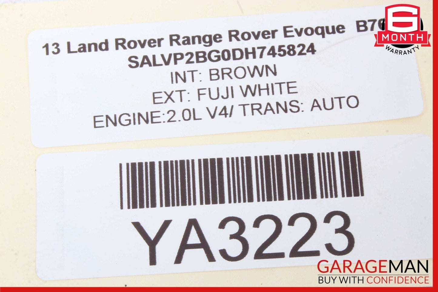 12-19 Land Rover Range Rover Evoque Front Right Dash Dashboard Air Bag Airbag