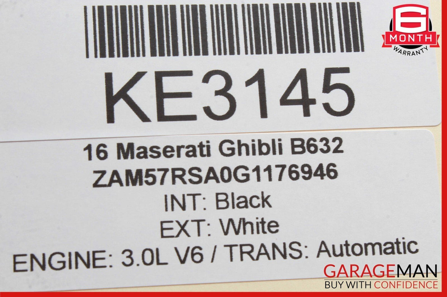 14-17 Maserati Ghibli Top Roof Shark Fin Antenna White OEM