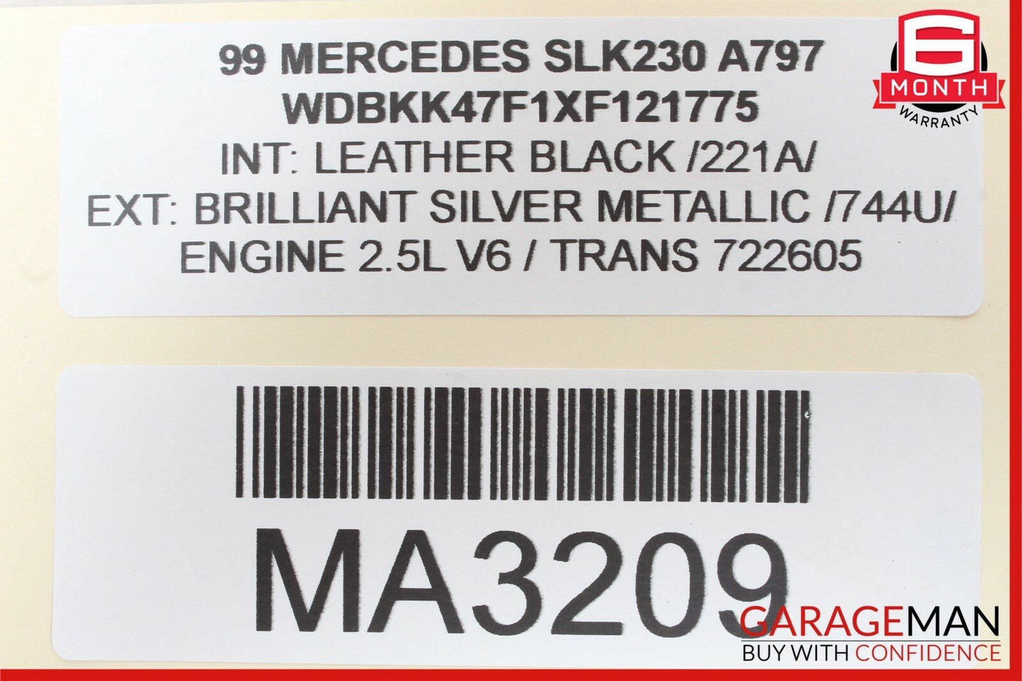 97-04 Mercedes R170 SLK230 Front Right Passenger Side Headrest Head Rest OEM
